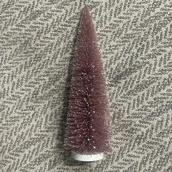 18” pink and snow bottle brush tree on white base - Picture 1 of 5